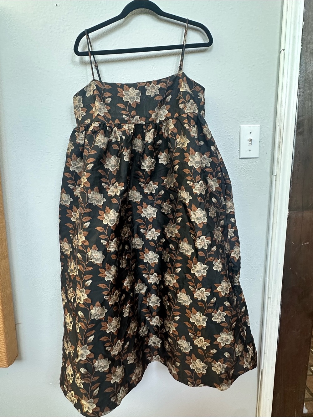 Black Floral Spaghetti-Strap Dress